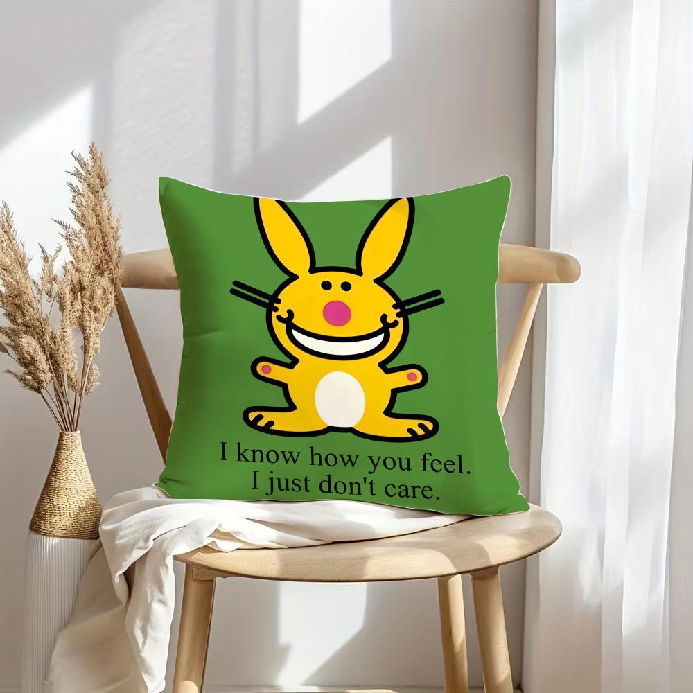 Cute Rabbit Cushion Cover Soft Plush Throw Pillow Cover | Double-Sided Decorative Cushion Case | Sofa Bedroom Home Decor