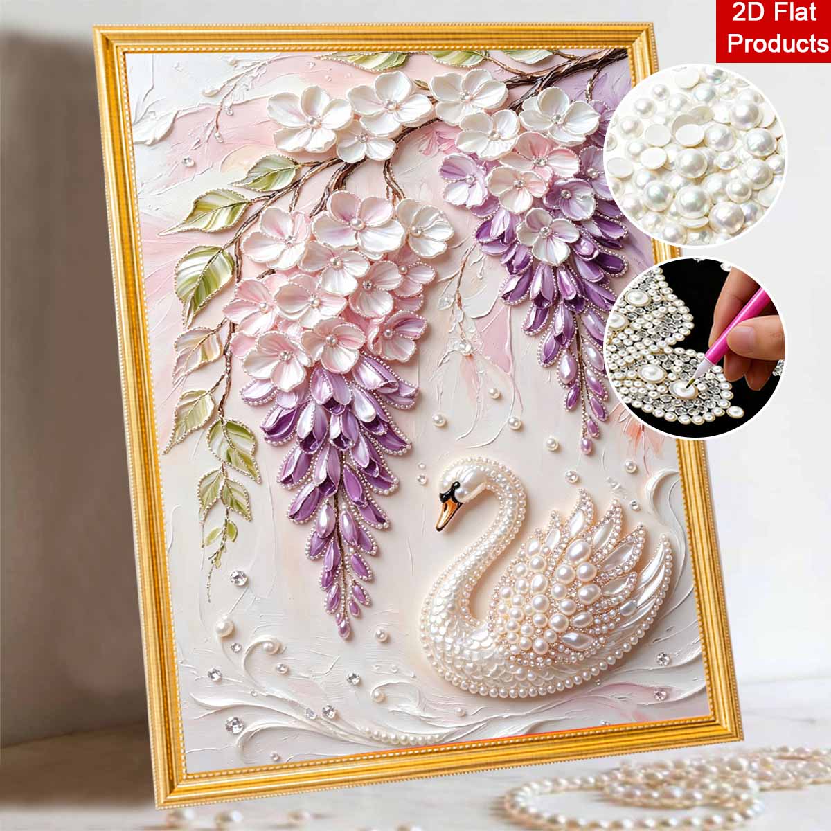 Swan pearl painting handmade diy pearl art painting stickers home decoration gifts 30x40