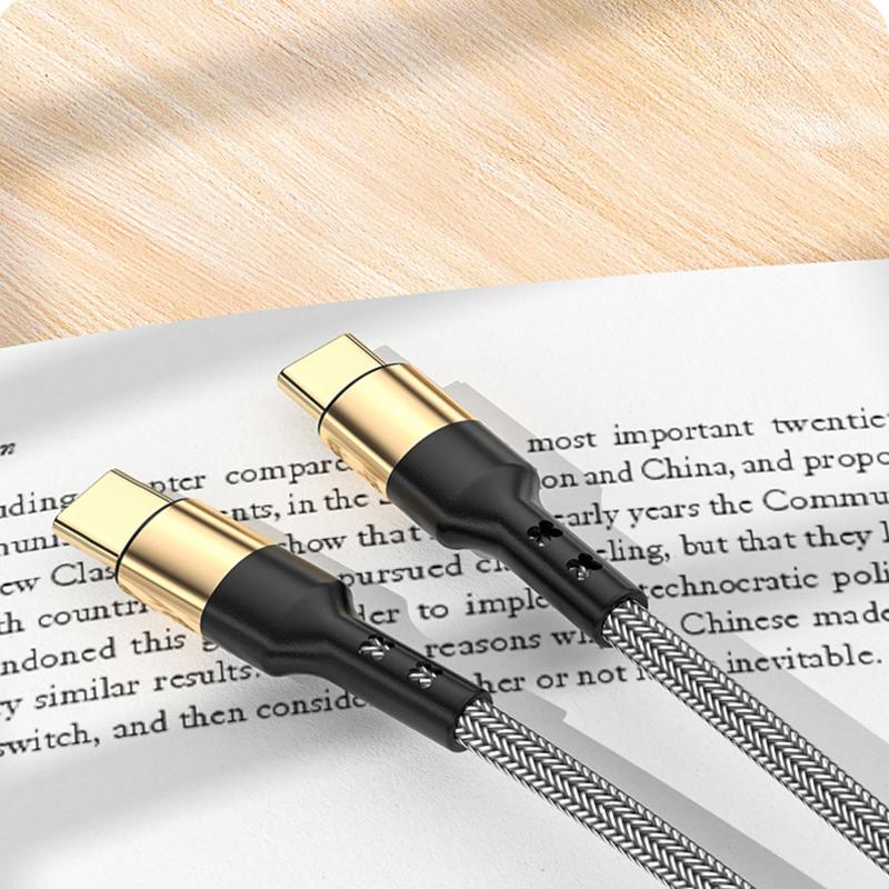 VAORLO 60 W USB C į USB Type C, skirtas Samsung S20 įkrovimo kabelis 5A CC, skirtas MacBook iPad Pro Quick Charge 4.0