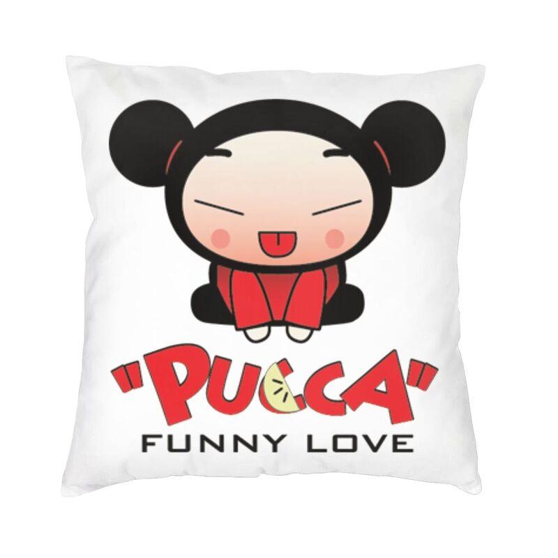 Pucca Modern Throw Pillow Cover Home Decorative Cartoon Character Cushion Case Double-Sided Printing Outdoor Cushion Pillowcases