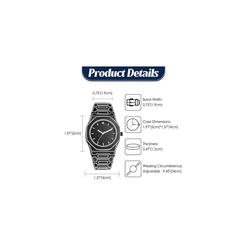 Men's Analog Quartz Watch Octagonal Design Waterproof Resin Strap Fashion Accessory