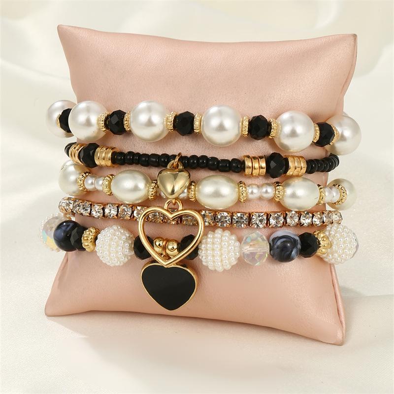 5Pair Of Heart Love Bracelets Simple Versatile Fashionable High-end Women's Delicate New Style Creative Zircon Gifts
