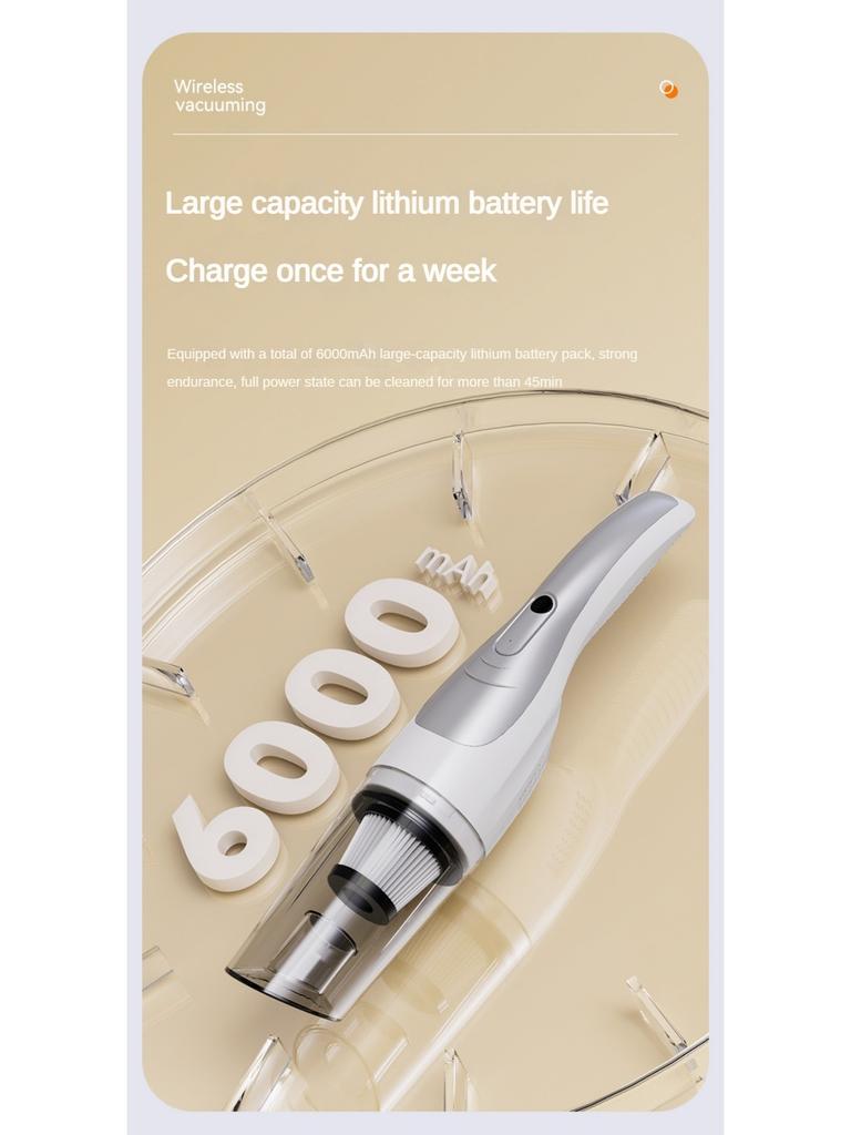 12000PA Floor Mop Section Vacuum Cleaner Household Small Handheld Large Suction Power Dusting Machine, Car Vacuum Cleaner