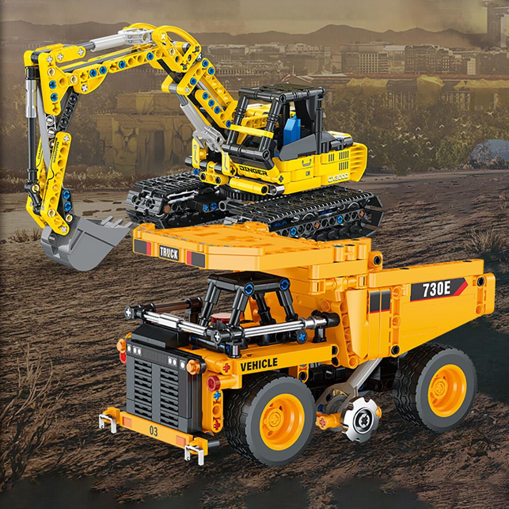 405PCS City Engineering Vehicle Building Blocks Set 3D Wheel Loader Mining Truck Crane Excavator DIY Toy for Children