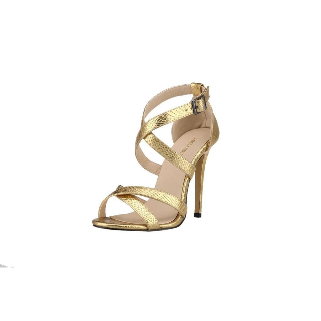 Women Sandals Stilettos Fashion Buckle Strap High Heels Sandal Crocodile Sexy 11cm Party Gold Silver Wedding Shoes Plus Size 42