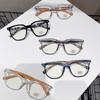 Women Fashion Glasses Frame Vintage Frames Men Retro Square Imitation Wood Grain Legs Spectacles