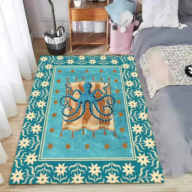 

Circus Hot Air Balloon Snake Area Rug Vintage Tropical Print Washable Non-Slip Carpet for Living Room Bedroom Dining Room Boho 40x60CM