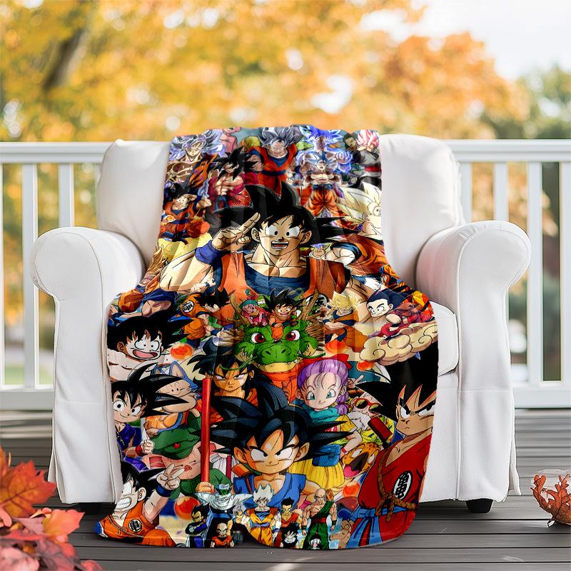 1pc Dragon Ball3 Theme Blanket - Digital Print, Polyester, Cozy for All Seasons, Perfect for Outdoor, Camping, and Travel