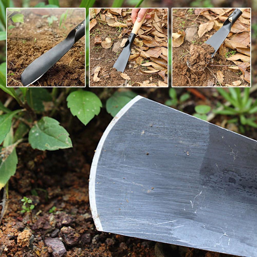 Dual-Edge Metal Garden Spade With Non-Slip Wooden Handle, For Digging/Weeding/Transplanting,Multi-Purpose Gardening Tool Set