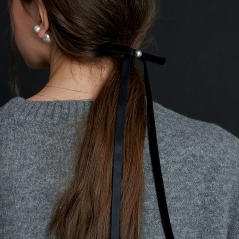 LOVE ME MONSTER Classic Velvet Ribbon Hair Pin M (L233MHA070)