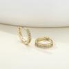 14K Gold Single Row Diamond Earrings for Women with Circle Ear Clips and Buckles - Light Luxury, High-End Design