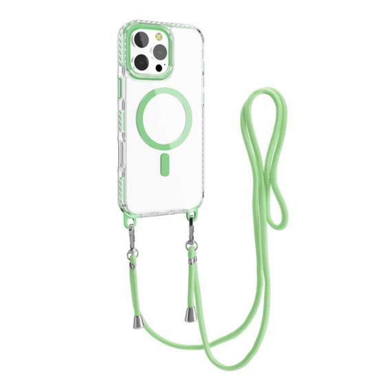 Magnetic Clear Phone Case for IPhone 16 Series Shockproof Crossbody Phone Case with Shoulder Strap Phone Protective Cover Compatible with for MagSafe