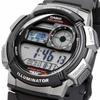 Casio AE-1000W-1BV World Time Digital Men's Watch, Black/Gray Metallic, Overseas Model