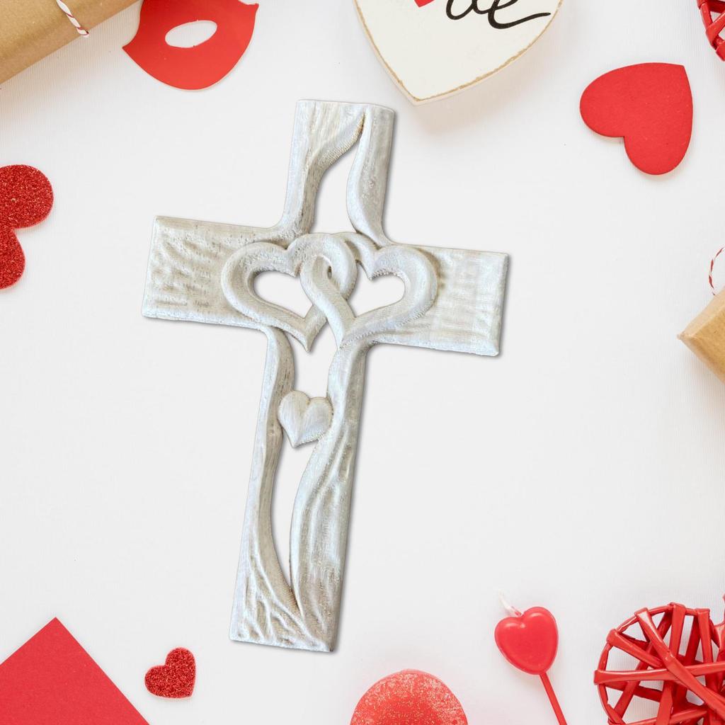 Carved Sculpture Intertwined Heart Ornaments Holy for Wall Decor Thanksgiving Valentines Day