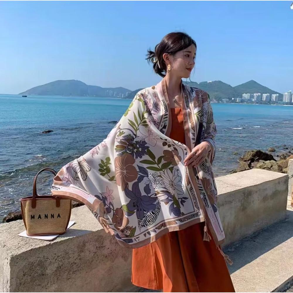 Chaka Salt Lake Great Northwest Tourism Ethnic Style Scarf Silk Scarf Women'S Summer Seaside Beach Shawl Sunscreen Thin