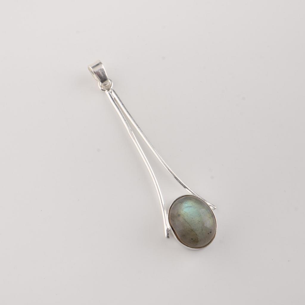 Natural Labradorite Gemstone 925 Sterling Silver Handmade Jewelry Designer Long Pendant 1.79" PP-69-34