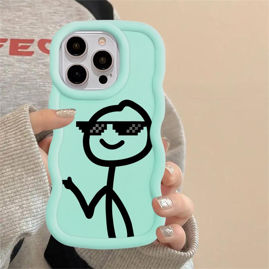 Soft Phone Cover Case for iPhone 12 14 13 8 17 Air 15 Plus XR 11 16 Pro Max Cool Line People