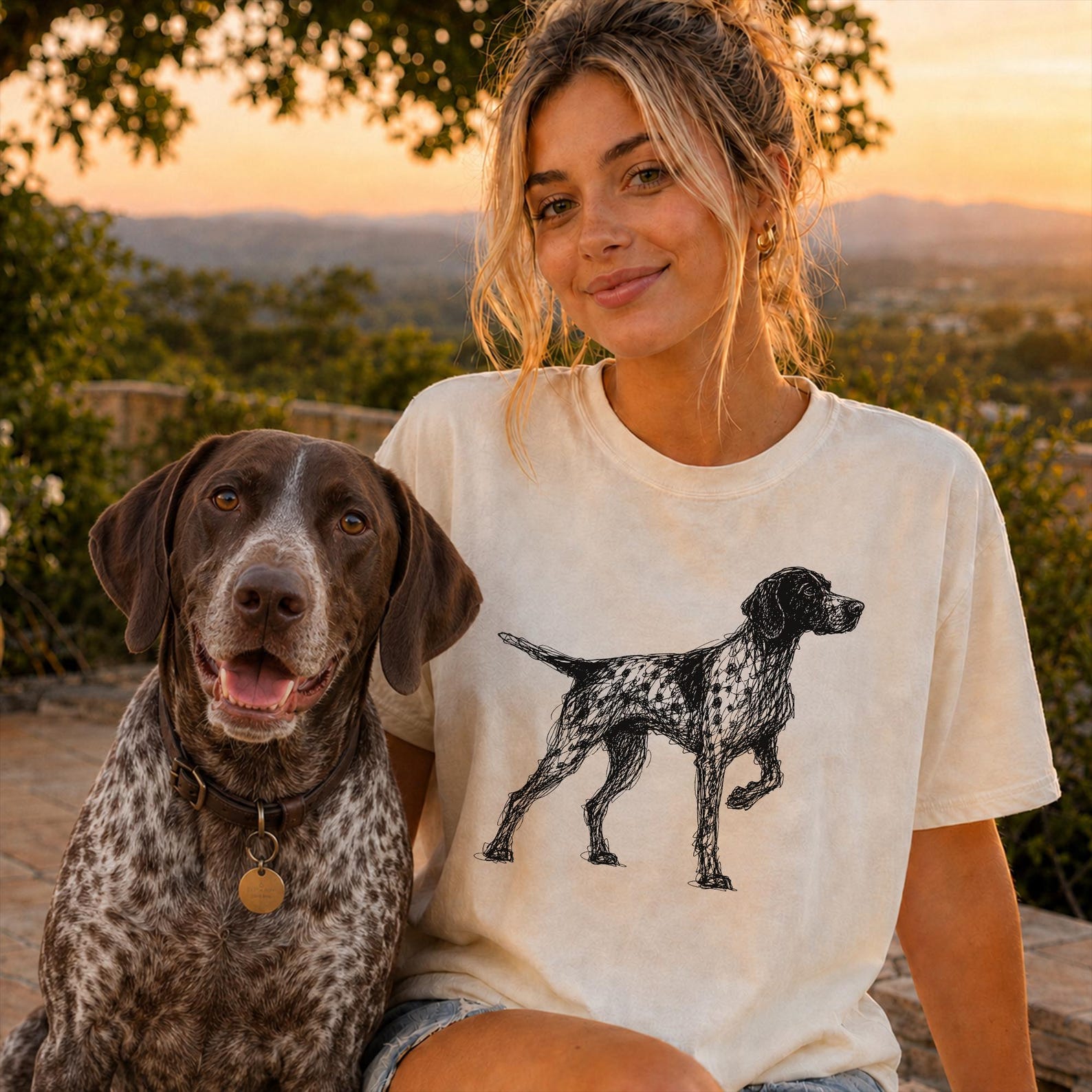 German Shorthaired Pointer Line Art Shirt, Minimalist Scribble GSP Sketch Tee, Abstract Dog T-Shirt, GSP Dog Lover Gift 2XL