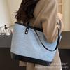 Denim Contrast Tote Bag 2025 New Fashion Niche Commuter Bag Retro Large Capacity Shoulder Bag for Women