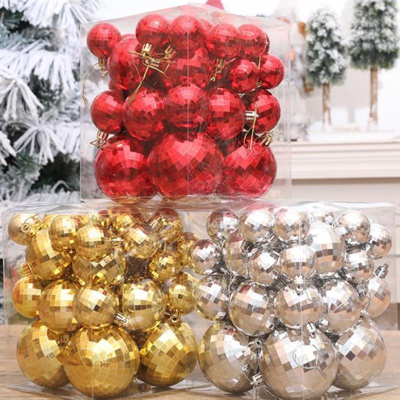 Elegant Christmas Sphere Ornament Christmas Hanging Pendant Assorted Checkered Sphere Baubles for Home Festivities