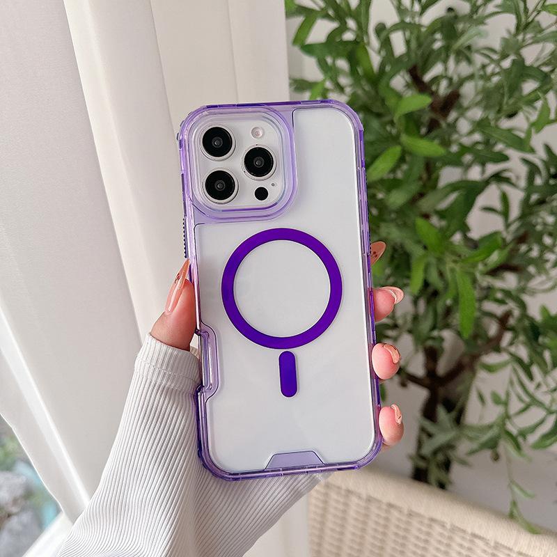 

3-in-1 Magnetic Phone Case for IP6PROMAX Glossy Same Color 360 Phone Case High Transparency North America For iPhone 16 Pro Max