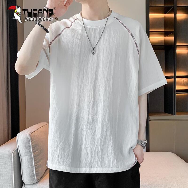 TUCANO Men s Cool Breathable Tencel Linen Short Sleeve T-Shirt XL