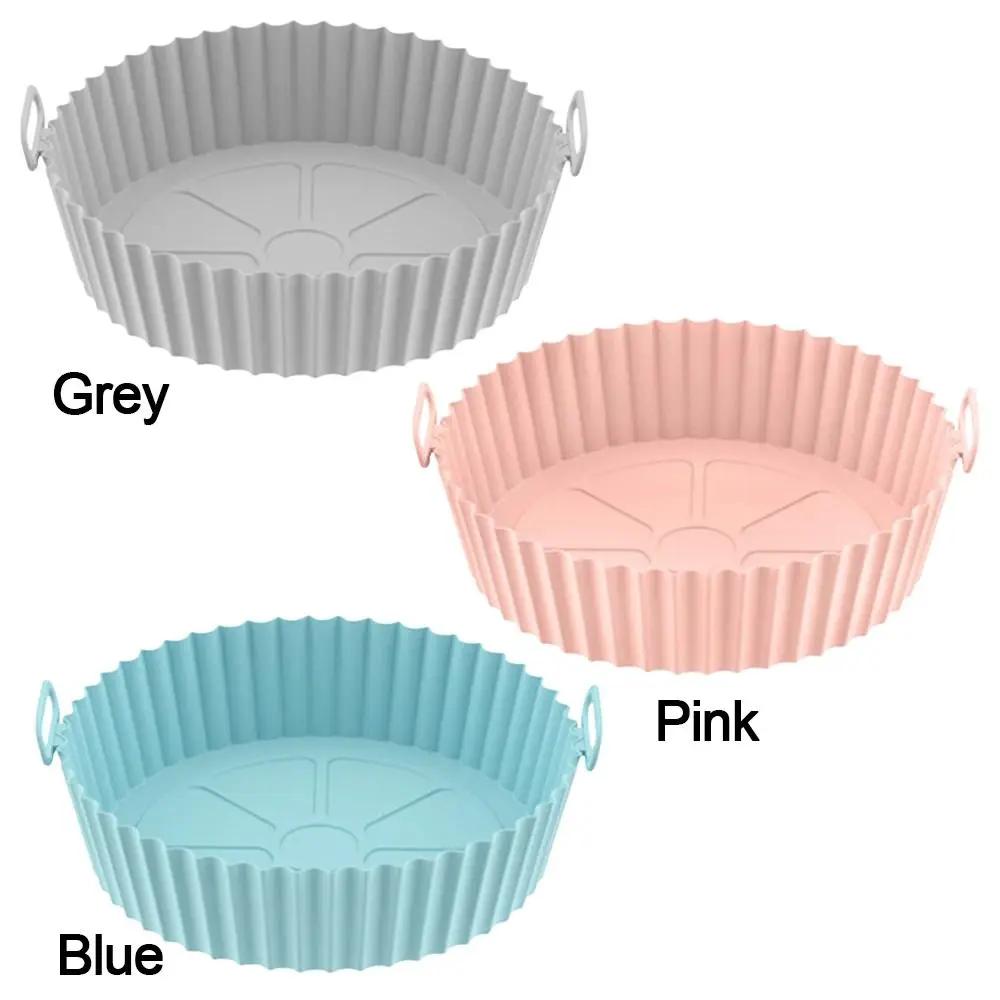 Silicone Air Fryer Pad Foldable with Handle Non-Stick Baking Tray Reusable High Temperature Resistance Baking Basket