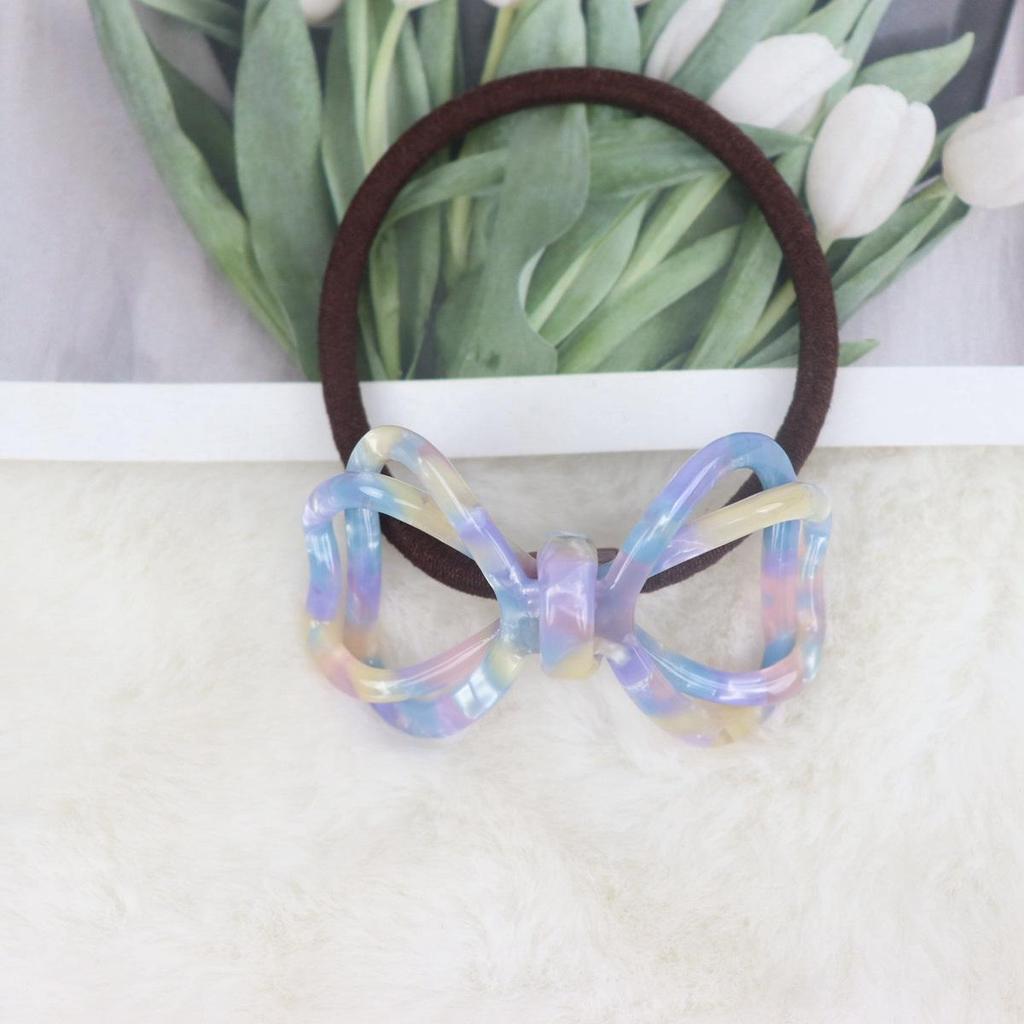 Nan Rui High Elasticity Bow Hair Tie, Korean Style Acetate Pearlescent Floral Ring