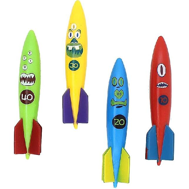 ZHFUYS Diving Pool Toy Underwater Swimming Throwing Diving Torpedo Shark,4 Pack Shark5