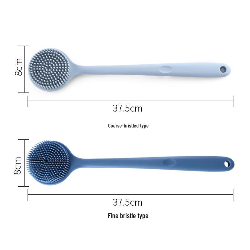 Silicone Long-Handled Bath Brush - Soft Bristle Back Scrubber for Easy Cleaning