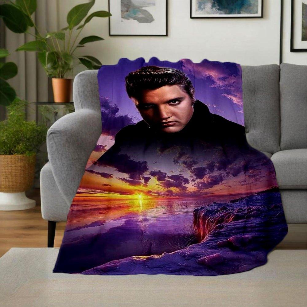 "Elvis Presley Sunset Beach Handyhülle Abdeckung" Flanell-Kuscheldecke für Sofa, Bett, Reise, Camping, Büro, Couch, Stuhl Und Bett Geschenk