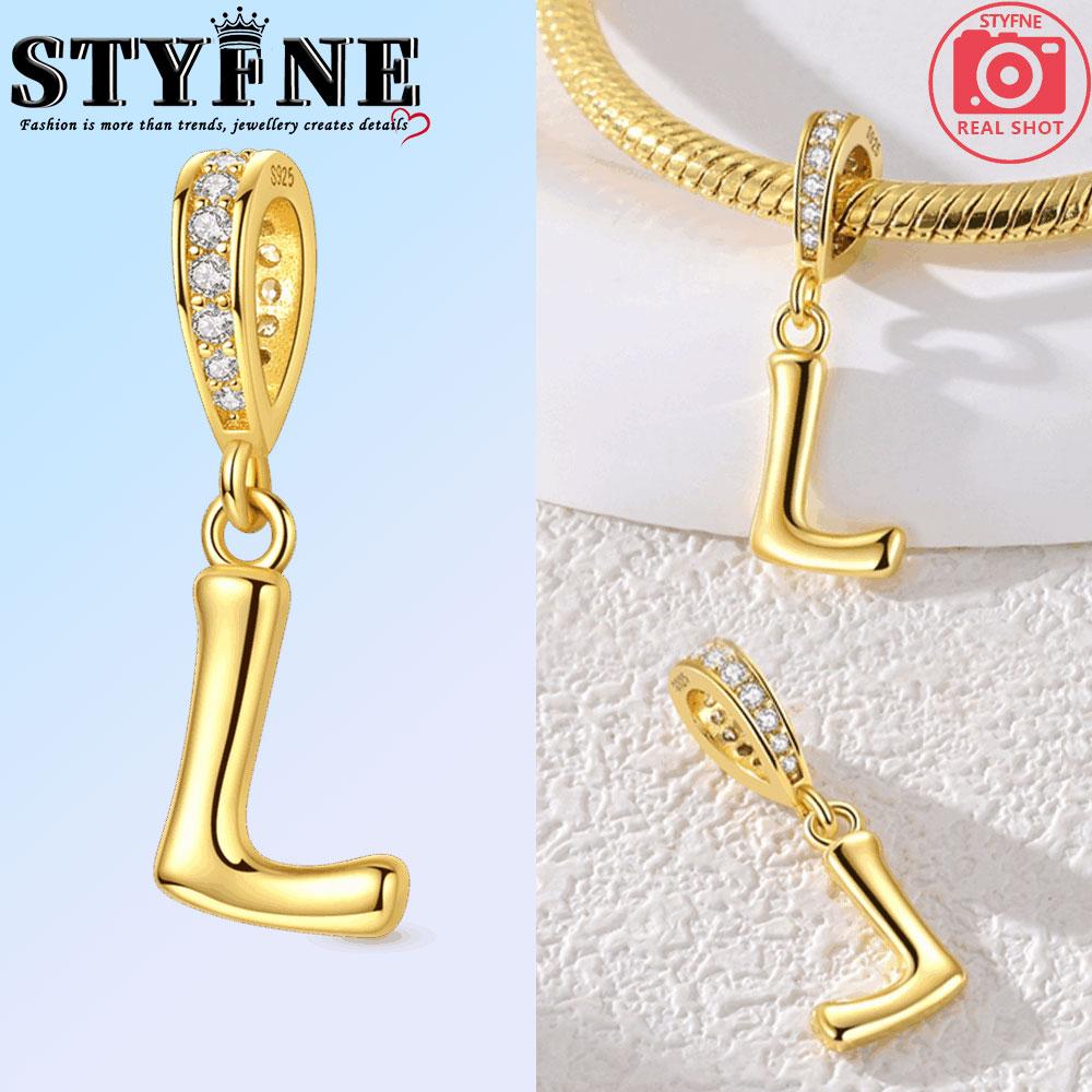 Fit Original Bangle Bracelet Diy A-Z Alphabet Charms Bead Copper Zircon Love Letter Dangle Pendant Jewelry Gift