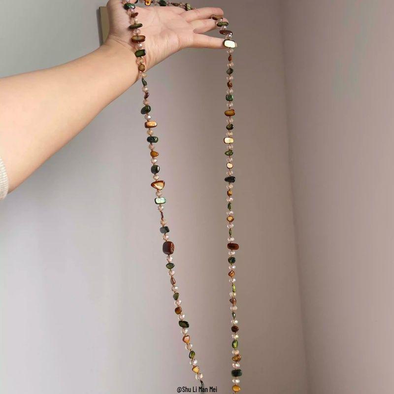 Collana con Perline di Conchiglie Colorate a Doppio Strato Boemia Usata