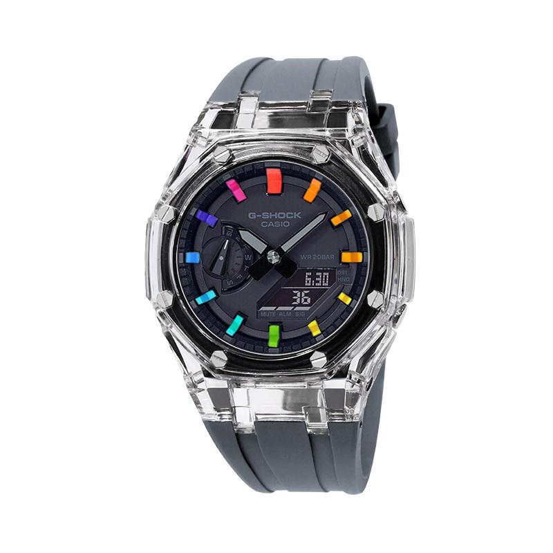 Casio Unisex Liquid Crystal/Analog Dual Display Series Black Watch GA-2100-1A1(Watch4--)