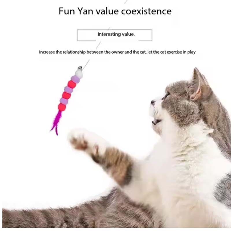 1 PCs New Elastic String Imitated Furs Bug Funny Cat Stick Suitable for Cats