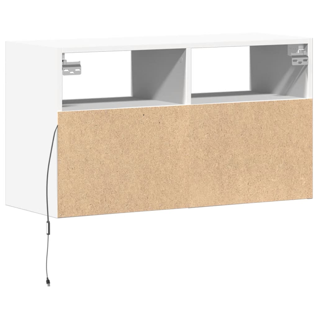 Vidaxl Ścienna Szafka Tv Z Led, Biała, 80X31X45 Cm