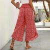 Women Casual Wide Leg Pants High Waist Loose Fit Polka Dot Print Elastic Waistband Palazzo Trousers