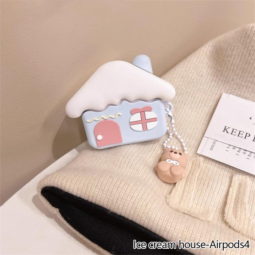 

Чехол Ice Cream House 3D, симпатичный силиконовый чехол для наушников AirPods 1/2/3/4 Pro 2 1, чехлы для зарядки Ice cream house-Airpods4