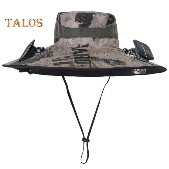 Fisherman Hat Outdoor Fishing Hat with Moisture-Wicking Mesh Design Waterproof Coating Wide-Brimmed Dual-Power Solar Fan Hat