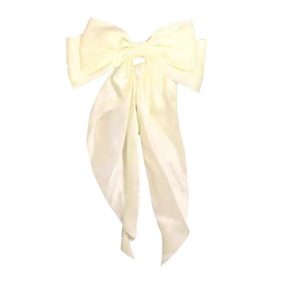 

Женская заколка для волос с большим бантом, однотонная, элегантная, двухслойная, для украшения длинных волос, клипса для хвостика, атласная, винтажная заколка для волос, аксессуары для волос бежевый