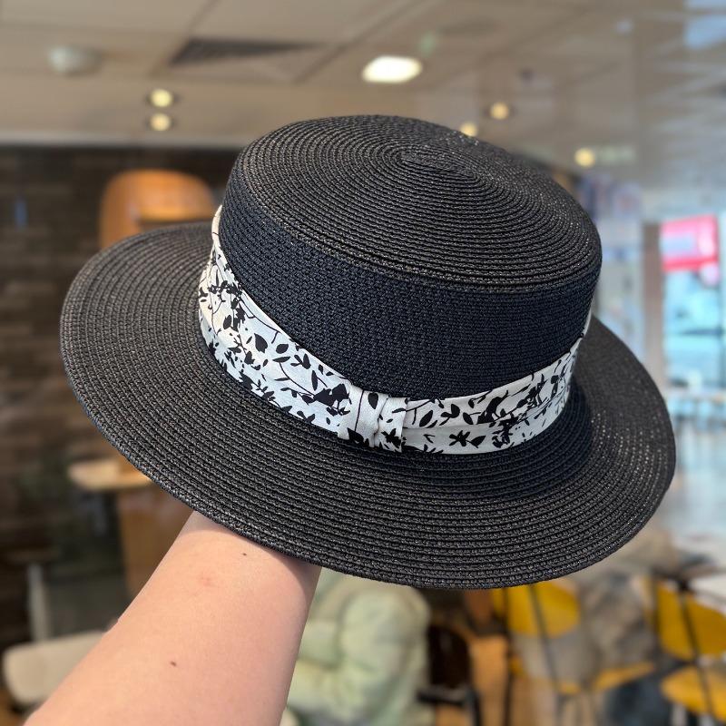 

1pc French Hepburn Style Straw Hat for Women s Spring and Summer Beach Vacation Sunscreen Sunshade Hat,Retro Versatile Top Hat Adjustable чёрный