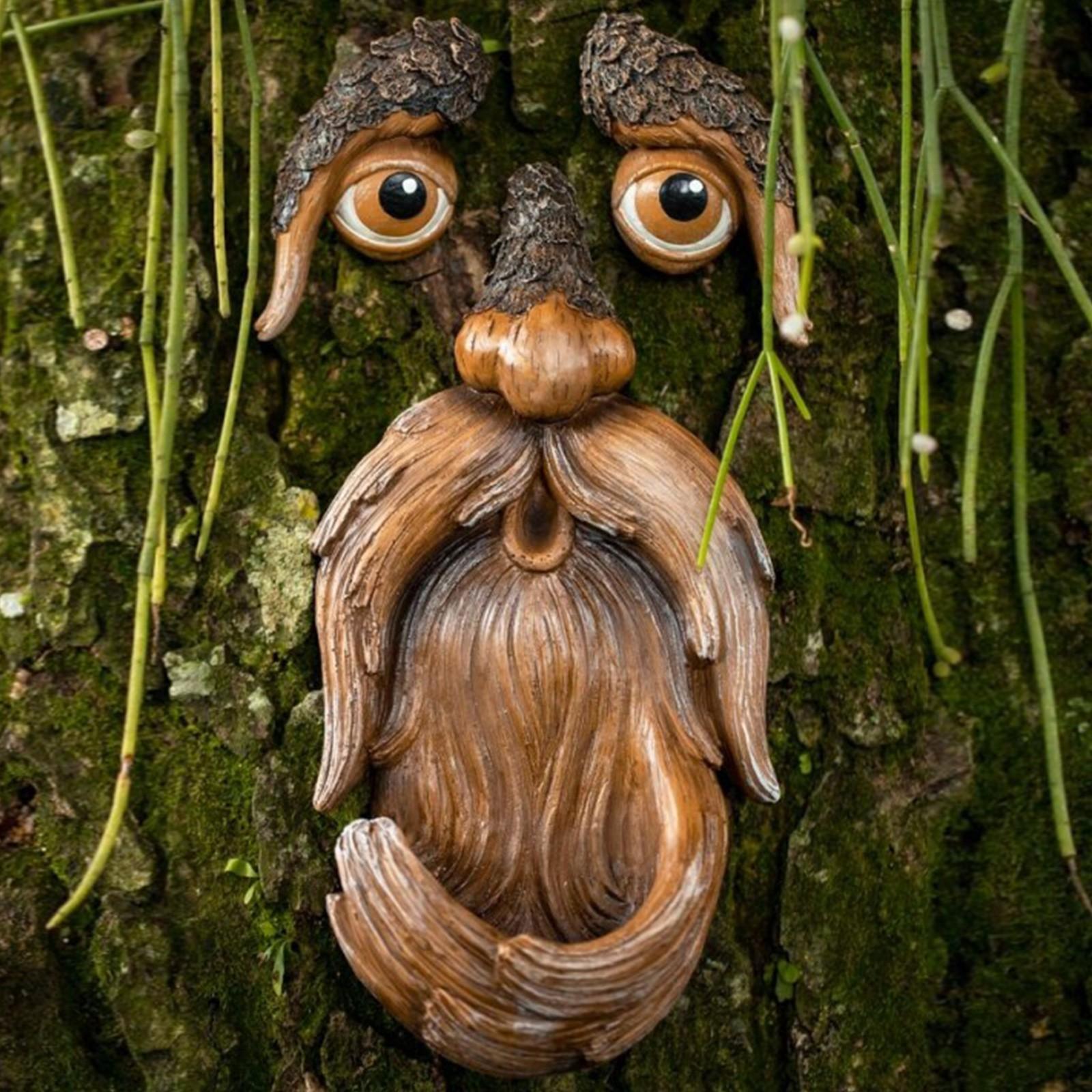 

Funny Old Man Tree Face Hugger Garden Art Outdoor Tree Amusing Old Man Face Sculpture Whimsical Tree Face Garden Decoration One Size
