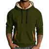 Fashionable Men's Solid-Color Fleece-Lined Thickened Long-Sleeve Hoodie With Pockets