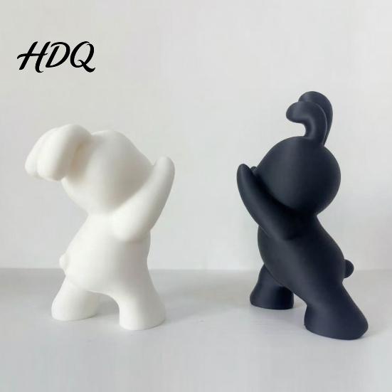 Symmetrical Animal Book Ends 2PCS Bunny Bookends 3D Printed Rabbit Matte Black And Functional Student School Supplies White Stoppers for Home Office