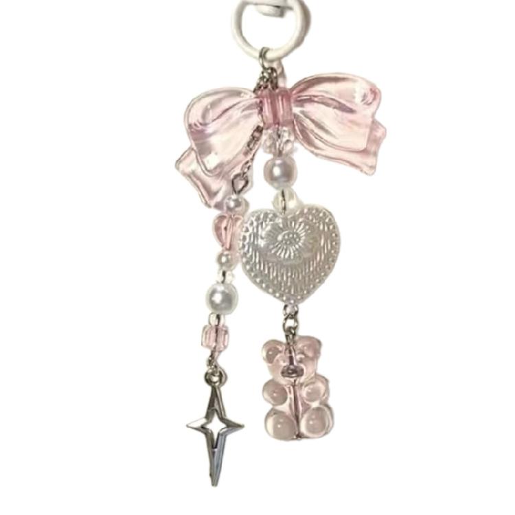 Y2K Bear Wing Headphone Charm Pendant Hanging Decoration for Keys Bag Purse