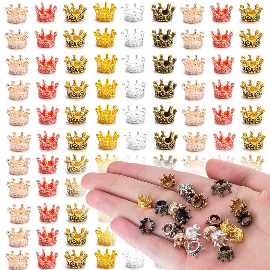 20pcs 1cm Mini Alloy Crown Charms Loose Beads Pendants Dollhouse Metal Crown Miniature Jewelry Making Necklace DIY Crafts