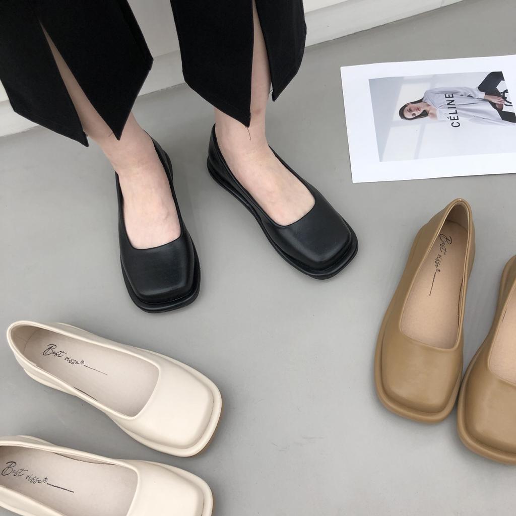 Fashion Women Flat Shoes French Black Square Toe Mary Jane Single Shoes 2024 New Soft Leather Shoes  Flats Women Shoes  Loafers  DRESS