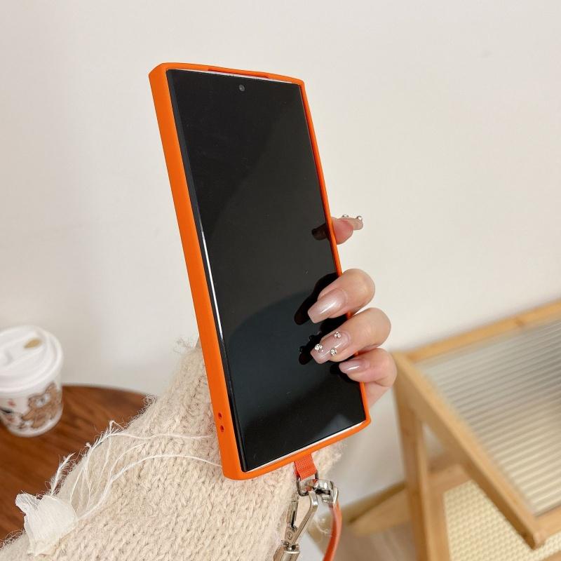 Candy Color Soft Silicone Phone Case For Samsung S25 Ultra S24 FE S23 Plus Liquid Silica Gel Leather Wriststrap Cover For Galaxy S23 Ultra S22 S21 S20