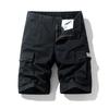 Mens Vintage Cotton Cargo Shorts Half Elastic Waist Multi Pockets Outdoor Trousers Men Knee-Length Casual Work Shorts