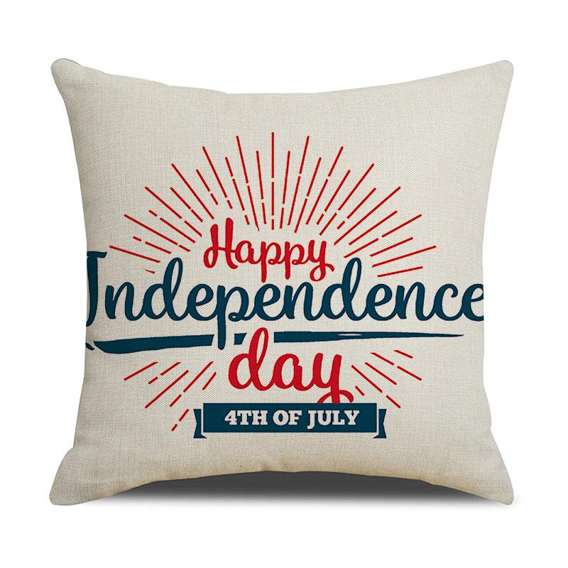 American Independence Day Linen Series Multiple Pillow Covers Simple Festive Printed Cushion Cover Sofa Pillow Cover Home Quality
